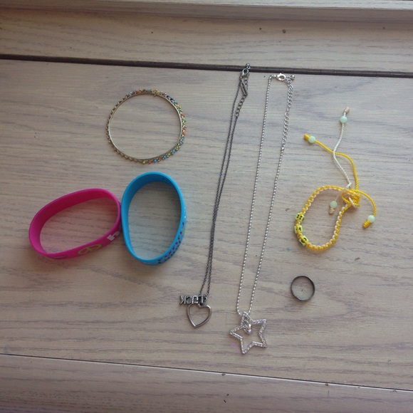 Necklaces, bracelets, and a ring