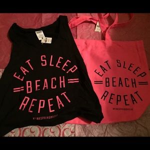 VS- Eat sleep beach repeat Tank w/ matching tote