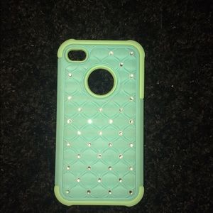 iPhone 4 light green and turquoise case