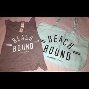 VS GREY TANK "beach bound" matching tote glasses