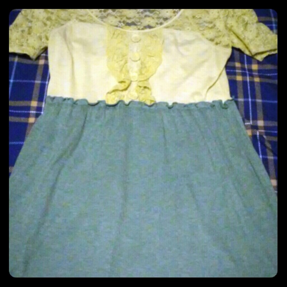 Light green and forest green lace dress