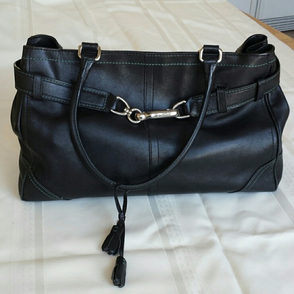 Authentic Coach black leather shoulder bag