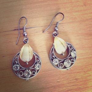 Silver yellow earring