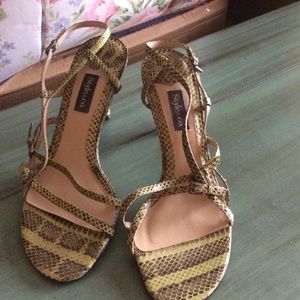 Lime green snake print sandals