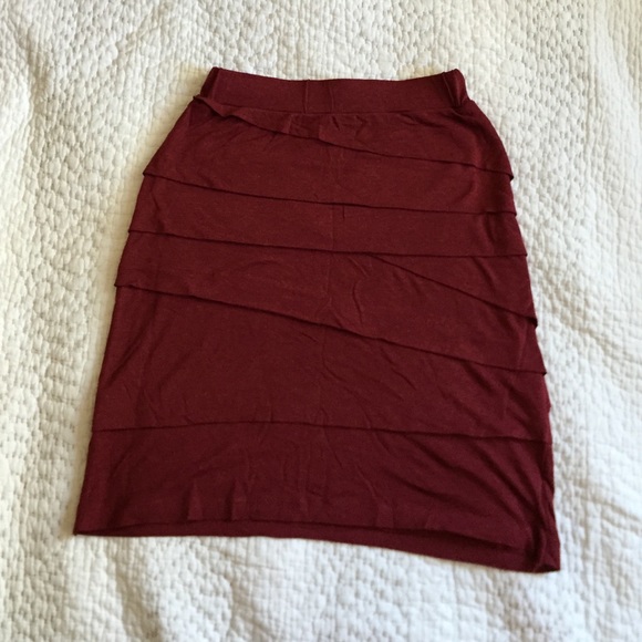 Anthropology Fitted Maroon Skirt