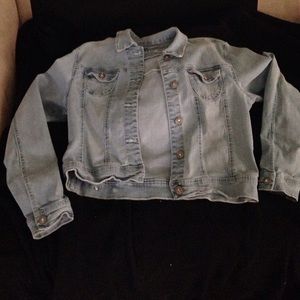 Red camel denim jacket