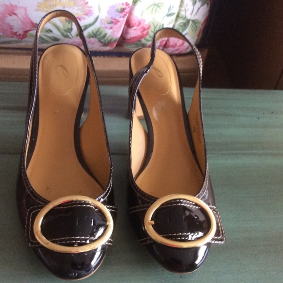 Black sling back shoes