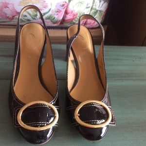 Black sling back shoes