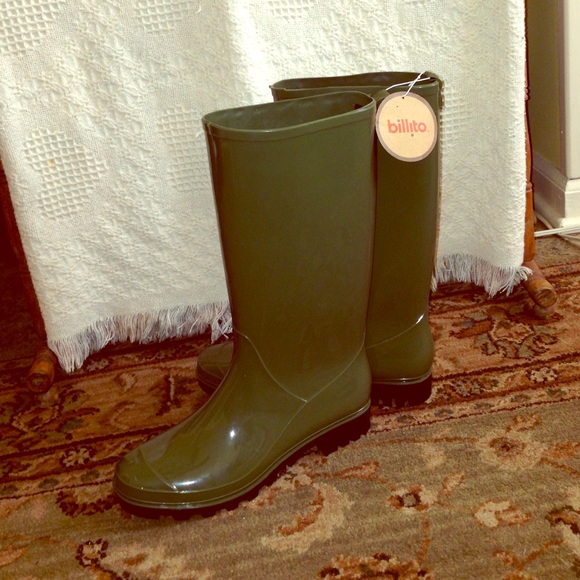 army green rain boots