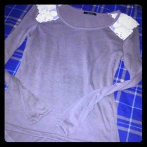 Only worn once! Brown top with lace shoulders