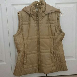 Gold Puffer Vest with detachable hood