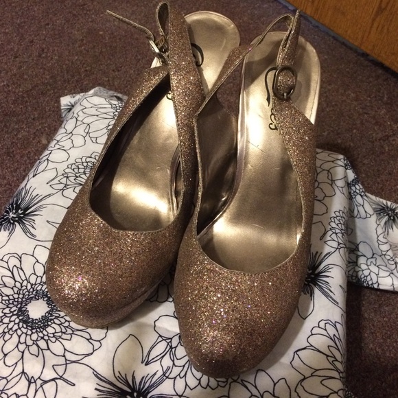Gold sparkly heels