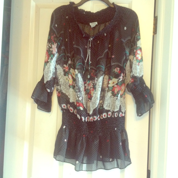 Light floral peasant blouse