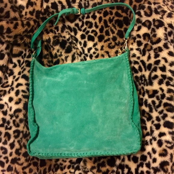 Zara Kelly Green Suede Handbag