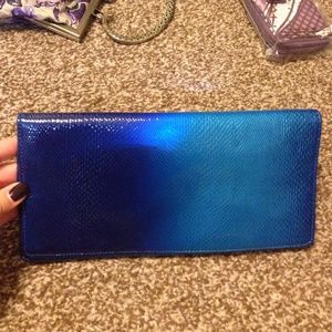 Nordstrom Blue ombré patent snake skin clutch