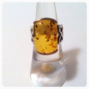 Sterling Silver With Amber Stone Ring