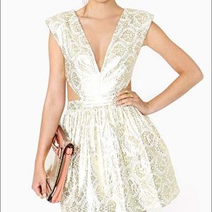 New With Tags. Nasty Gal Brocade Side Cutout Dress