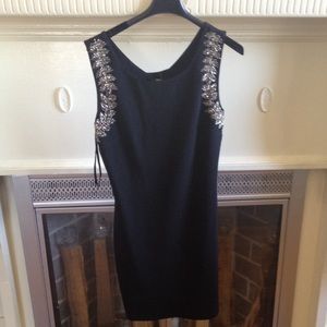 Brand New Black Cutout Back Beaded Dress