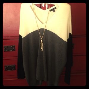 Color block tunic sweater