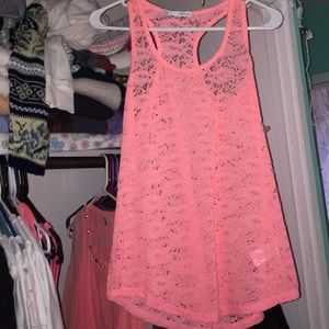 Lace coral tank top