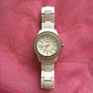 White Fossil Watch