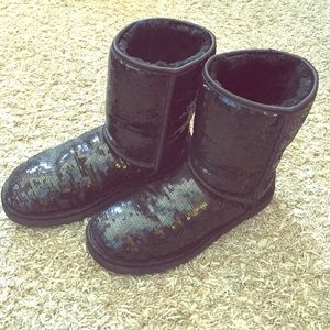 Black Sequin UGGs Size 10