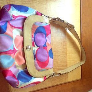⚡️sold⚡️Coach multicolor logo handbag preloved
