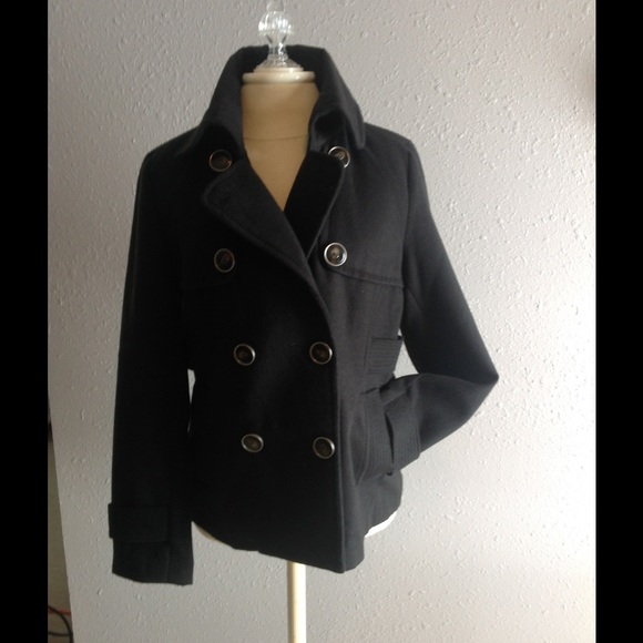 NWOT black wool pea coat