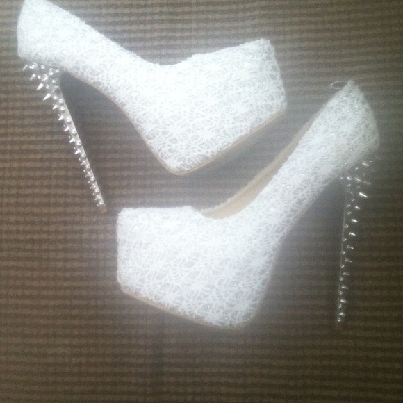 Sexy laced spiked high heels