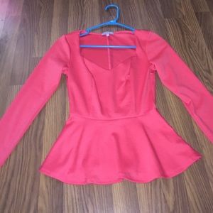 Charloette Russe peplum long sleeve top