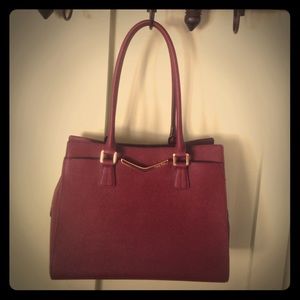 Calvin Klein Merlot Structured Handbag