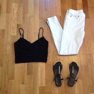 || black eyelet crop top