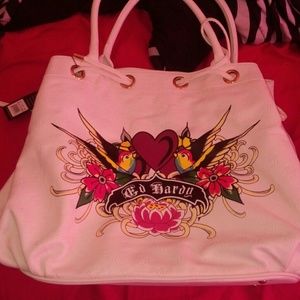 White ed hardy purse.