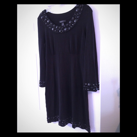INC black dress with beaded design - Picture 1 of 3