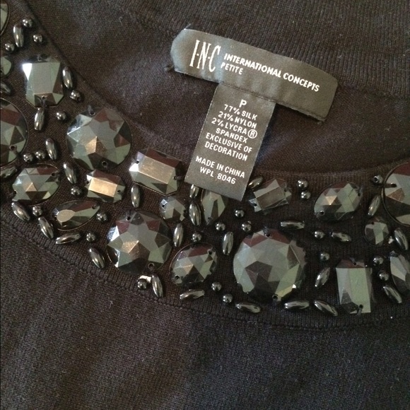 INC black dress with beaded design - Picture 3 of 3