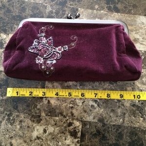 Express burgundy velvet clutch