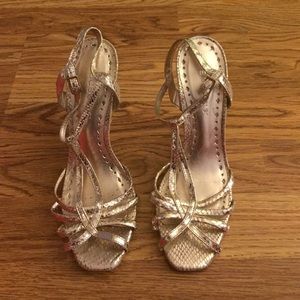 Gold strap sandal heel