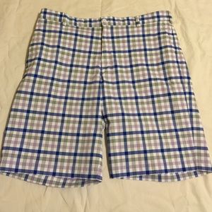 Nike golf shorts, gray shorts, blue Polo Shirt