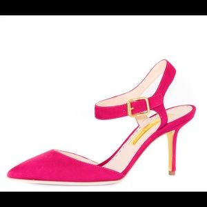 New RUPERT SANDERSON LILITH Suede Raspberry Pump