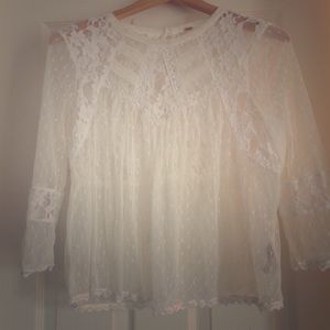 Free People white Lace Top