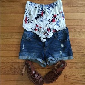 NWOT Floral tie-front strapless top from Kirra