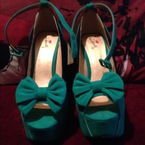 Big bow green Luichiny heels