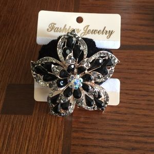 Black Jeweled Ponytail holder