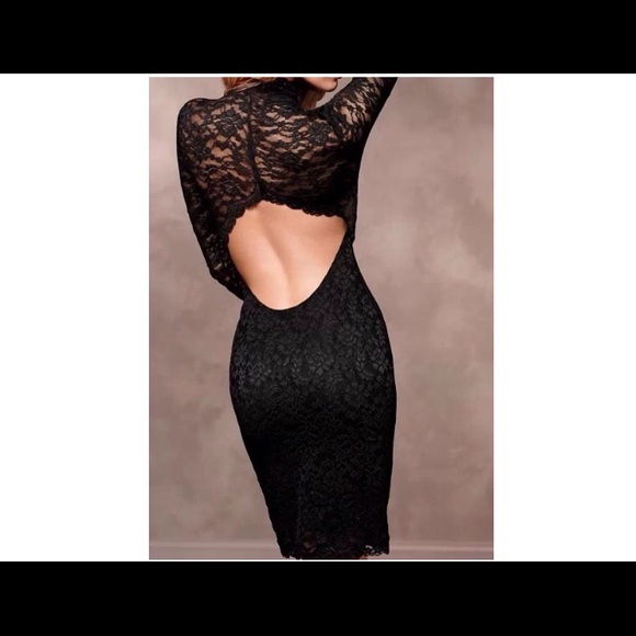 Victoria's Secret Black Open Black Lace Dress- L