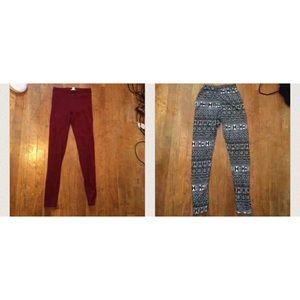 **Bundle** Aztec leggings & maroon leggings