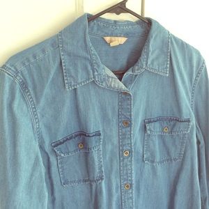 Chambray shirt & polka dot shirt