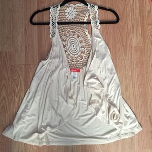 Tan sleeveless cardigan