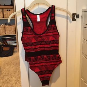 Red patterned leotard from American apparel