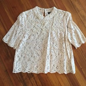 Topshop cropped lace and beaded shirt