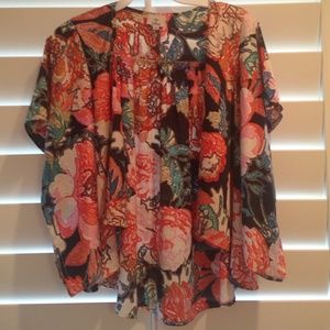 Floral print kimono